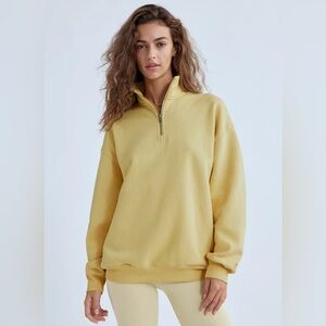 Oversized TNA Cozy Fleece Mega Quarter Zip Yellow Limited Edition Colour Sweater
